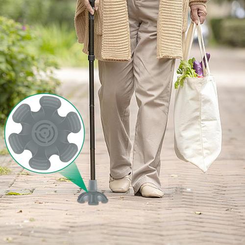 Heavy Duty Rubber Cane Tip - 6 Support Feet, 3/4 inch, Self Standing for Walking Canes & Sticks