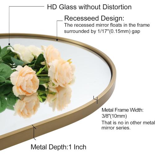 Size 20x30 Color  Gold ANDY STAR Brass Mirror, Size 20x30 Gold Arched Mirror, Brass Bathroom Mirrors for Wall in SUS304-Anti-Rust, Seamless Tube Metal Frame, Wall-Mounted Vertical 1’’ Deep