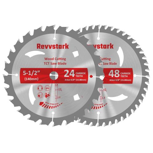 5-1/2 Inch 24T&48T with 5/8-Inch Arbor(15.88mm) Circular Saw Blade, TCT Saw Blades, Professional for Wood Cutting