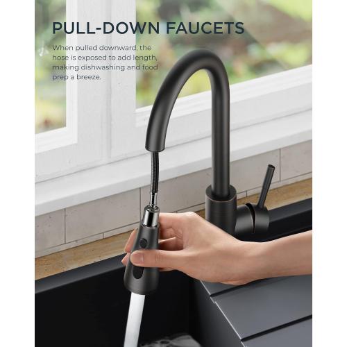 FORIOUS Kitchen Faucets with Pull Down Sprayer, Oil Rubber Brown, High Arc Single Handle Classic Stainless Steel Sink Faucet 1 or 3 Hole, Suitable for Farmhouse Camper Laundry Rv Bar