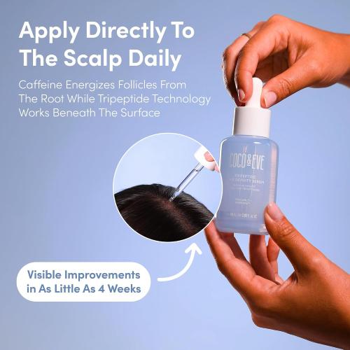 Coco & Eve Boost Therapy Tripeptide Hair Density Serum. For Thicker, Fuller Hair. Anti-Hair Loss & Shedding, Lightweight Scalp Treatment with Biotin & Caffeine for Volume & Restoration (2.03 Fl Oz)