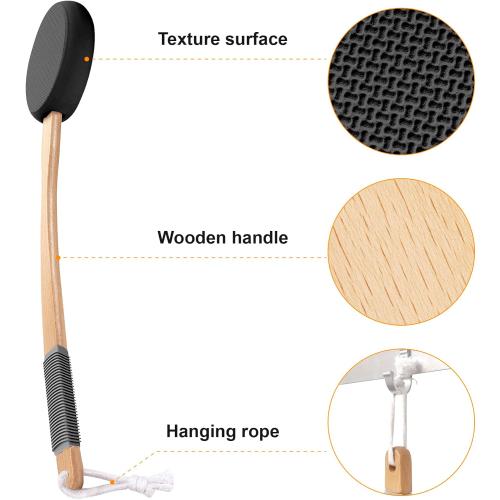 AmazerBath Lotion Applicator for Back, Feet, 4 Replacement Pads with 17 Curved Handle, Back Sunscreen Applicator for Kids, Elderly, Women, Apply Skin Cream Medicine Moisturizer Tanner, Black
