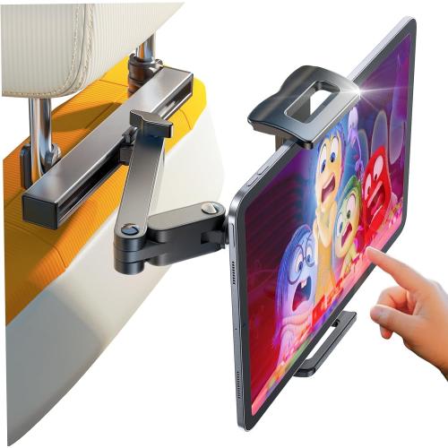 LISEN Car Headrest Tablet Holder - [3 in 1 Extension Arm] Adjustable Tablet Car Mount for Back Seat (4.7-11.9)