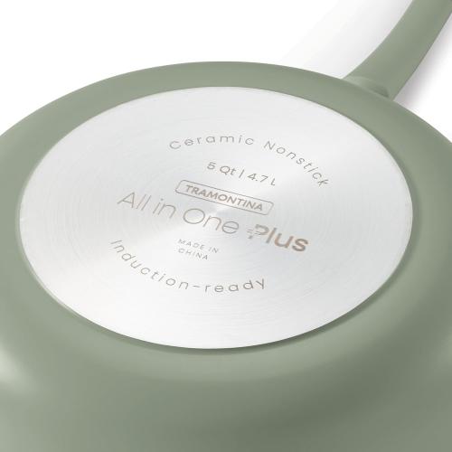 COLOR BLACK Tramontina Vue All-in-One Plus Pan Quart Ceramic Non Stick Cooking Pan with Glass Lid, Black