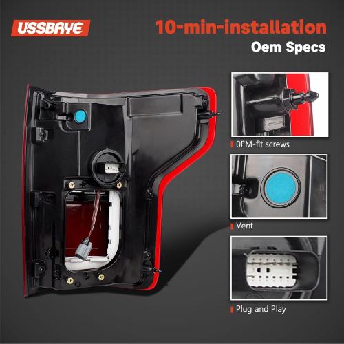 LED Tail Lights Compatible with 2017-2020 Ford F150 Raptor Taillight Assembly Rear Lamp Taillights HL3Z13405H (Left - Driver Side Black Housing, 2017-2020 F150)