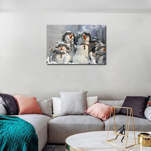 Christmas Wall Art Four Lovely Snowman Wall Art Winter Wall Painting Pictures Print On Canvas Art Picture for Living Room Home Modern Decoration