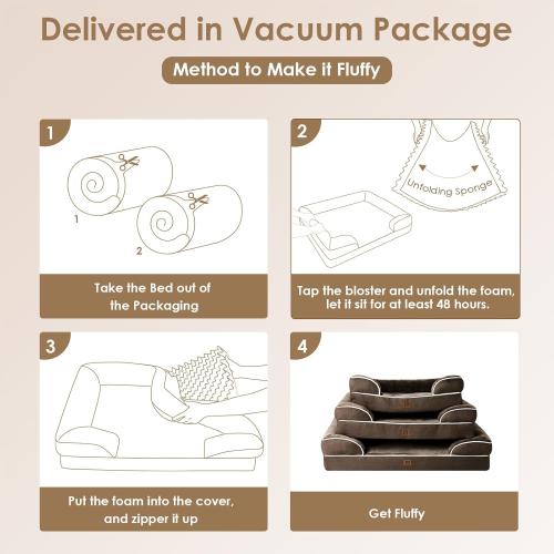 EHEYCIGA Orthopedic Dog Beds for Extra Large Dogs, Waterproof Memory Foam XL Dog Bed with Sides, Non-Slip Bottom and Egg-Crate Foam Big Pet Couch Bed with Washable Removable Cover, Brown