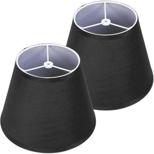 Black Small Lamp Shades Set of 2, 6x10x7 inch Empire Lampshades for Table, Floor & Wall Lamps, Assembly-Free, Spider Fitter Design, Replacement Fabric Lampshade for Bedroom, Living Room Decor