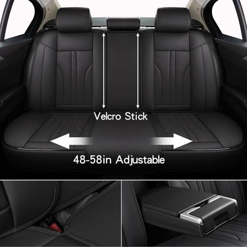 Car Seat Cover Full Set, Leather Car Seat Cover, Waterproof Seat Covers, Car Seat Cushion, Nappa Leather Seat Covers Car Seat Protector Universal Fit Most Cars Black