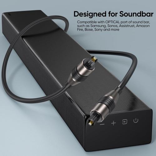 FEMORO Fiber Audio Optical Cable 10 Ft Long, Toslink S/PDIF Optic Cord Replacement from Digital TV to Soundbar