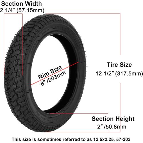 2 Set 12.5x2.25 12-1/2x2 1/4 Tire and Inner Tube Set for Scooter Electric bike, 57-203 Tire Compatible with Jetson E-Bike Pocket Mod Currie eZip Schwinn - 2set
