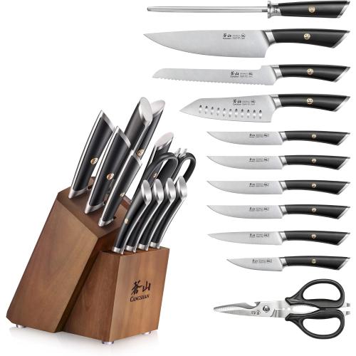 Cangshan ELBERT Series German Steel Forged Knife Block Sets (12-Piece, Black)