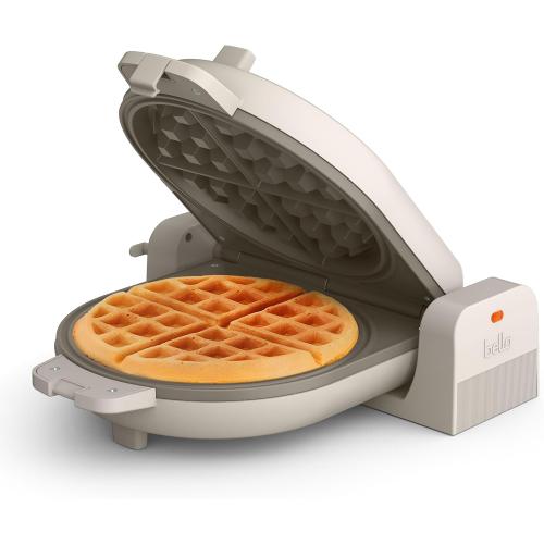 bella Flip-n-Store Waffle Maker with EverGood™ Ceramic Nonstick Coating, Fits-anywhere™ Kitchenware, Power Indicator Light, Cool Touch Handle & Cord Wrap, 7” Wide & 1 Deep Plates, 1000 Watt, Oatmilk