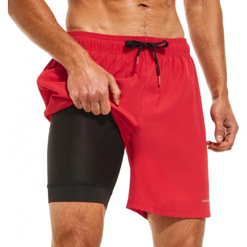 EXTRA LARGE HODOSPORTS Mens 7 Swim Trunks with Compression Liner S-6XL Quick Dry Swimming Shorts Zipper Pockets Swimsuits