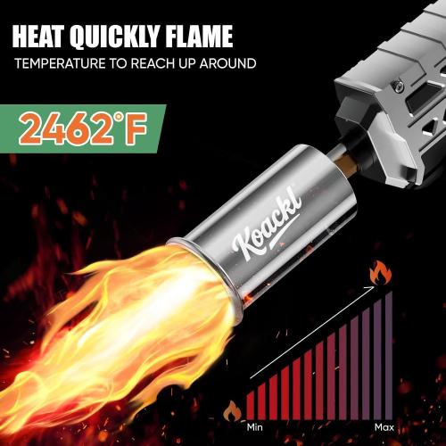 KOACKL Powerful Propane Torch Gun, Kitchen Torch with Adjustable Flame, Flamethrower Blow Torch Gun, Gas Welding Kits for BBQ, Searing Steak, Camping & Charcoal Torch Lighter(Tank Not Included)