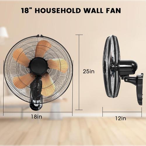 18in Wall Mount Fan with Remote Control Wall Mounted Oscillating Fan with 3 Speed Settings Adjustable Tilt and Timing for Bedroom 16in Metal Fans Blade