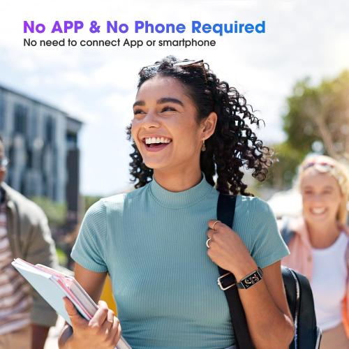 Black Long Battery Pedometer Watch 14 Days Battery Life, Slim Design No App/Phone Required Fitness Tracker, 50 Meters Waterproof Smart Watch, Heart Rate & Blood Oxygen Monitor Step Counter for Men Women