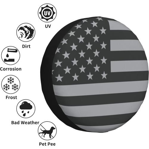 Spare Tire Cover Flag Weatherproof Universal Wheel Protectors for RV Travel Trailer Camper 17in