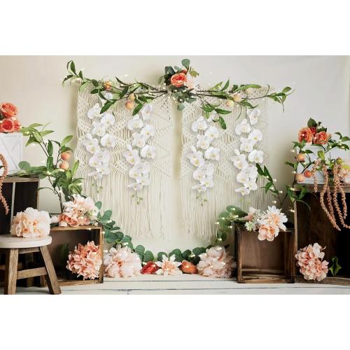 White Orchid Artificial Flowers,4PCS Real Touch Fake Hanging Flowers Faux Phalaenopsis Orchids Plants for Wedding Party Wall Garden Outdoor Home Decor (White)
