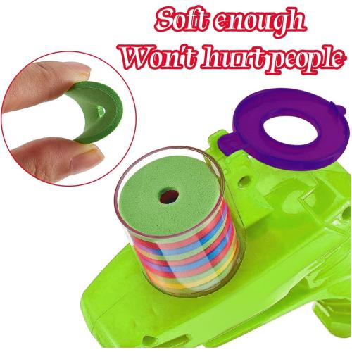 Sumind 2 Pcs Foam Disc Shooter Disc Launcher Zip Shot Shooter Blasters for Birthday Gifts Family Gatherings Games Outside Yard Activities (Orange,Green)
