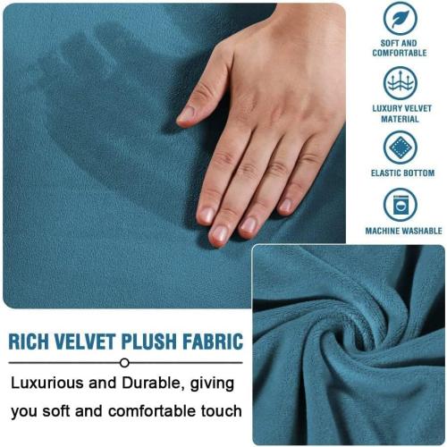 Ottoman Cover,Super Stretch Round Ottoman Slipcover Washable Storage Stool Furniture Protector for Living Room (Peacock Blue)