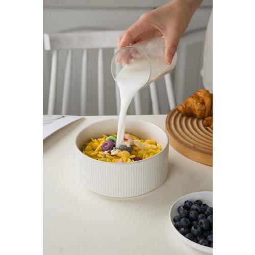 famiware Star Cereal Bowl Set, Soup Bowls Set of 6, Double Reactive Glaze, Stackable, 23oz Deep Bowls Suitable for Cereal, Popcorn, Oatmeal, Dessert - Dishwasher and Microwave Safe, Matte White