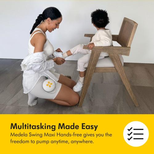 Medela Swing Maxi Hands-Free Double Electric Breast Pump, Easy and Intuitive Design for On-The-Go, Compatible with Medela Family App