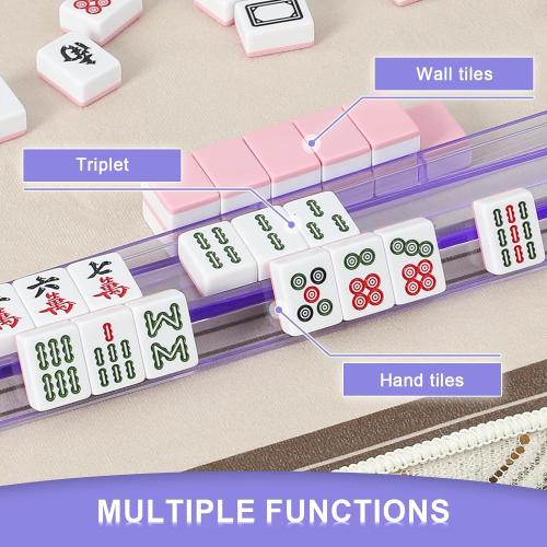 Mahjong Racks with Pushers 4PCS Set Majiang Tile Holder Acrylic Mahjong Racks Accessories and Gifts