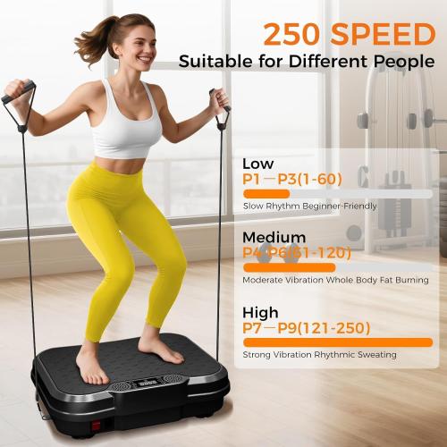 Vibration Plate Exercise Machine | Vibrating Plate for Lymphatic Drainage, 250 Speed Levels Shake Plate, 400 Lbs Capacity Full Body Workout for Home Women Men