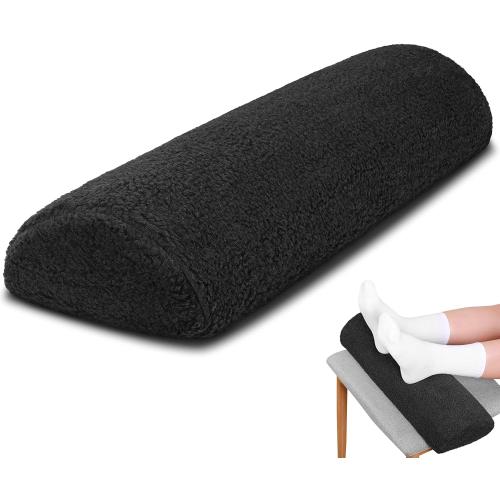Sintuff Recliner Leg Rest Cushion Sofa Footrest Pillow with Cover Half Moon Bolster Pillow Under Knee Pillow for Sleeping On Back Alleviating Pain, 19.7 x 8 x 3.5 Inch (Black)