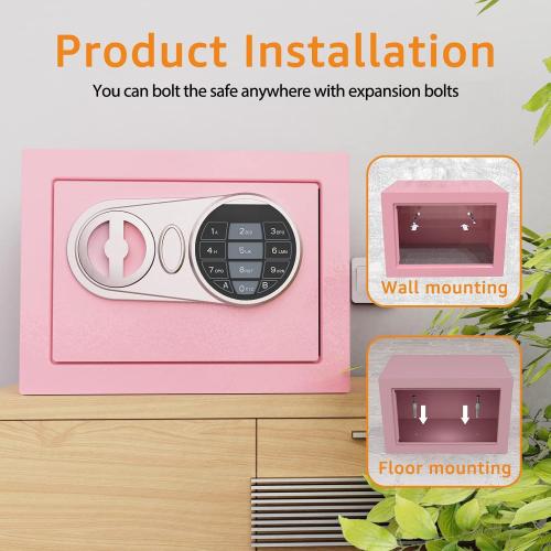 Goldenkey Small Safe Box for Money, Digital Home Safe Box with Keys&Code for Cash and Coin, Mini Safes for Kids, Personal Items for Hotel, 6.69D x 9.05W x 6.69H, 0.236 Cu.Ft.