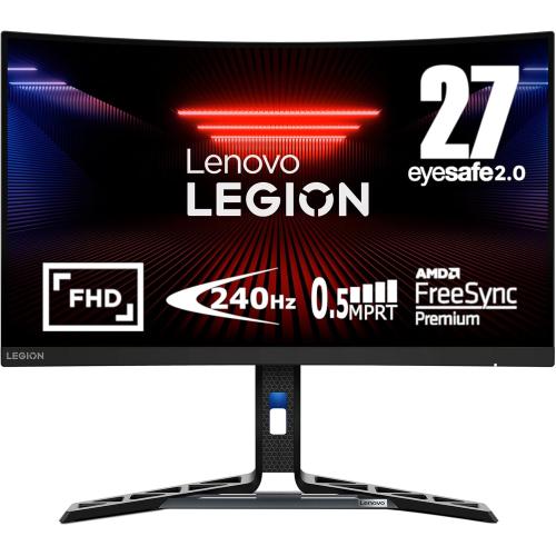 Lenovo Legion R27fc-30 Gaming Monitor, 27 FHD Curved, 280Hz, 0.5ms MPRT, AMD FreeSync, VESA Adaptive Sync, Lift/Tilt/Pivot/Swivel Stand, HDMI 2.1 and DisplayPort 1.4, 350 nits, Raven Black