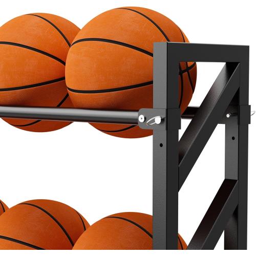 Basketball Racks for Balls, Heavy Duty Ball Cart with Wheels, Basketball Storage 3-Tier 20-Ball Heavy Duty Ball Cart for Gym Garage,Drop Pin for Shooters Preference