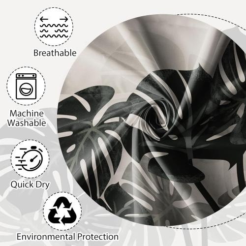 Tropical Leaves Shower Curtain Plant Theme Palm Pattern Bathroom Curtain Modern Nature Jungle Palm Leaves Shower Curtain with Hooks Waterproof Fabric Decor 72x84 Inch