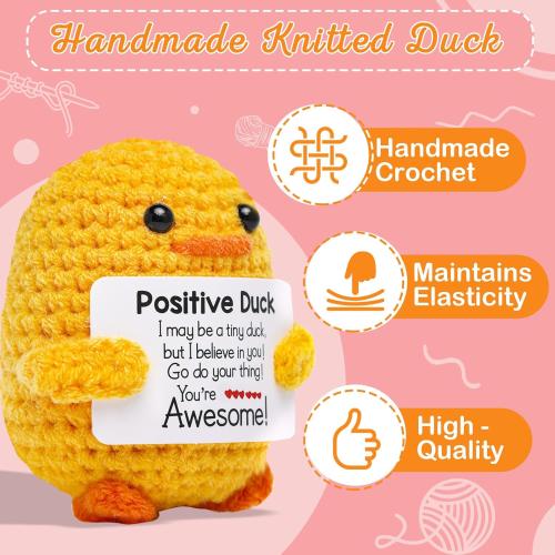 2 PACK Artlunar Funny Positive Duck Emotional Support Ducks Crochet Inspirational Gifts Birthday Valentine White Elephant Gifts for Women Men Cute Duck Home Decor