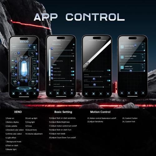 SaberLabs Lightsaber with Bluetooth App, Smooth Swing, 16 Sound Fonts, 3 Light Effects, Infinite Color Change and Motion Control. Light Saber for Adults and Cosplay. (RGB-DV)