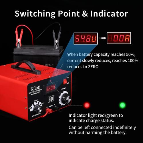 Adjustable Battery Charger 12V 24V 36V 48V 60V 72V Smart LCD Display Pulse Repair Desulfator Cable Clamps Automotive Maintainer for Golf Cart Mower Boats, PWCs Truck RV ATV SUV