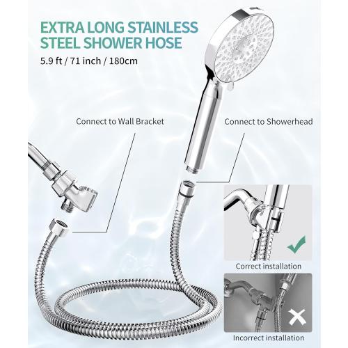 SR SUN RISE Filtered Shower Head with Handheld High Pressure 9 Spray Mode Showerhead Detachable Shower Head Water Softener Filters Beads for Hard Water Remove Chlorine 1 Filter Chrome