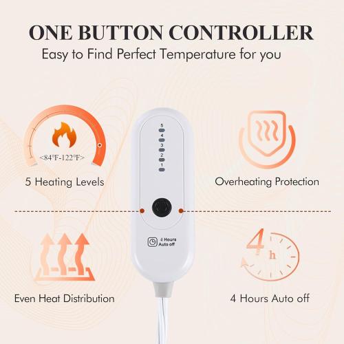 Electric Blanket Heated Throw, Super Cozy Luxury Faux Fur & Thick Sherpa Electric Throw Blanket with 5 Heating Levels & 4 Hours Auto Off, Fast Heating & ETL & FCC Certification, 50 x 60,Cream