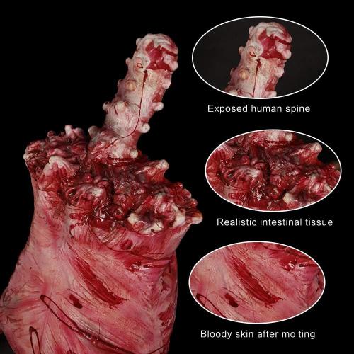 Size 40x30x7 Hanging Torso Severed Skinned, Halloween Party Props Latex Limbless Hanging Half Body Corpse Haunted House Decorations 40x30x7 inches (A)