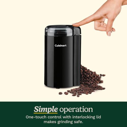 Cuisinart Coffee Grinder, One Touch Control Coffee Bean Grinder with Stainless Steel Bowl and Blades, 2.5 oz/70g Capacity Enough for 12 Cups, On/Off Switch with Safety Interlock, DCG-20BKN, Black ‼️doesn’t come with lid and has mild stains ‼️