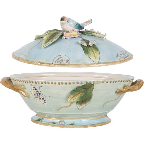 Fitz & Floyd Fitz and Floyd Toulouse Soup Tureen with Ladle, 3.5 Quart, Blue