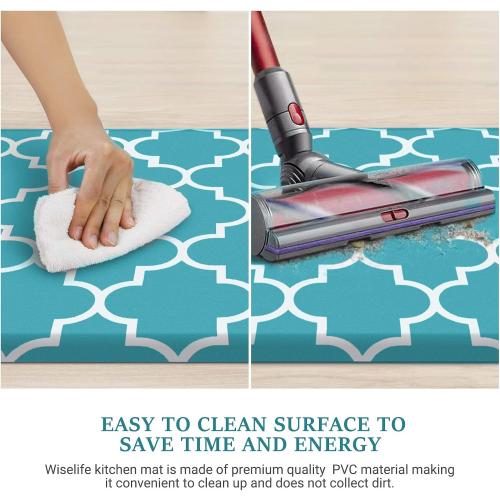 WISELIFE Kitchen Mat Cushioned Anti-Fatigue Kitchen Rug ,Non Slip Waterproof Kitchen Mats and Rugs Heavy Duty PVC Ergonomic Comfort Mat for Kitchen, Floor Home, Office, Sink, Laundry, Green