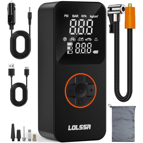 Tire Inflator Portable Air Compressor-Air Pump 20000mAh & 150PSI Cordless Electric for Car, Motorcycle, Bike, Ball, with Tire Gauge Pressure, Dual-Use Type (Black)