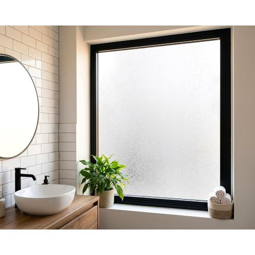 Crystal Etched Window Film Privacy Static Cling No Glue Anti UV 35x118in | Cover Decal Tint Decor Office Apartment Balcony Sun Blocking Light Filtering Glare Reduction Heat Control