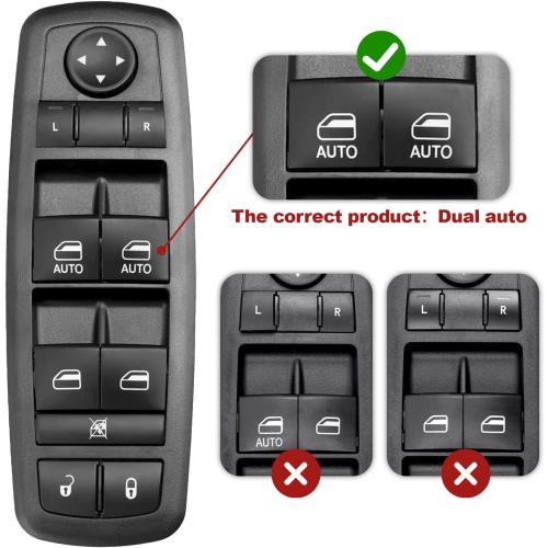 Power Window Switch Compatible with 2015-2022 Jeep Cherokee,2015-2017 Chrysler 200,2011-2020 Chrysler 300,2011-2019 Dodge Charger,2016-2018 Ram 2500/3500/4500/5500,Replaces 68231805AA,68271206AB