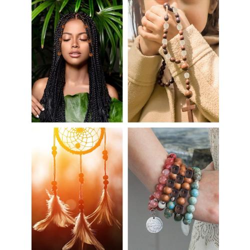 Mandala Crafts 200 Natural Light Brown Black Brown Large Hole Barrel Wooden Beads for Crafts Macrame DIY Jewelry Braid Dreadlock Hair Beads