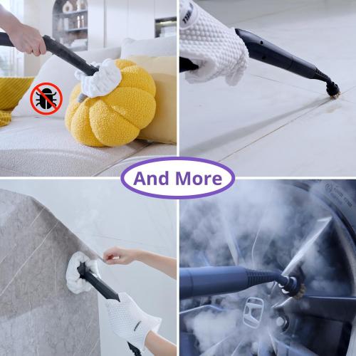 Steam Cleaner: 1650W, Fast 50-Sec Heat-Up-21-Piece Kit Refill Anytime-No Cooling-Detachable Hose Steamer Mop for Home Use Car Bed Bathroom Tile Grout Floor Cleaning And More Black