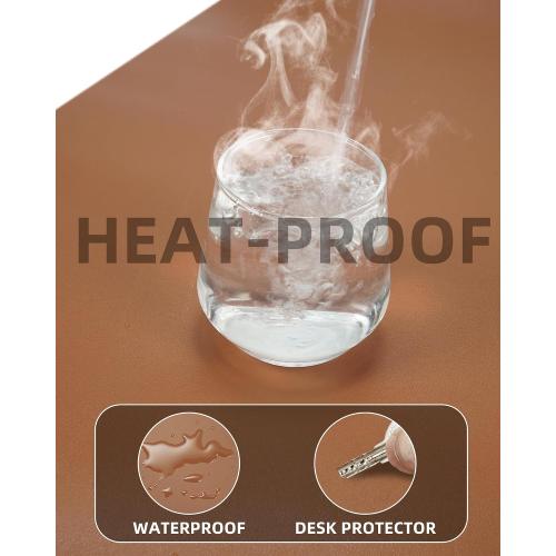 Leather Desk Pad Protector, Mouse Pad, Office Desk Mat, Non-Slip PU Leather Desk Blotter, Laptop Desk Pad, Waterproof Desk Writing Pad for Office and Home (Brown, 31.5 x 15.7)