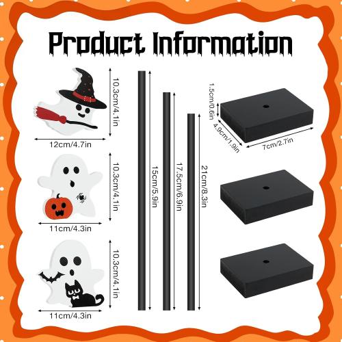 3 Pcs Halloween Wooden Table Decor Wooden Ghost Sign Set Tiered Tray Tall Standing Centerpieces for Home Party Indoor Decor